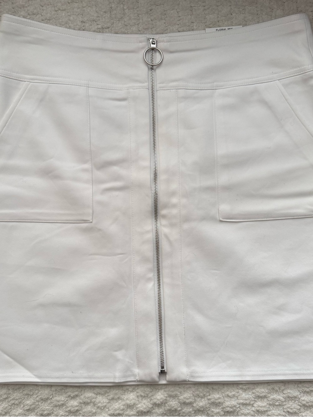 INC International Concepts White Zip-Front Skort with Front Pockets